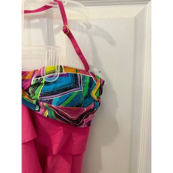Hula Moon by Jam's World‎ hot pink retro print top tankini bathing suit top M - Picture 3 of 10